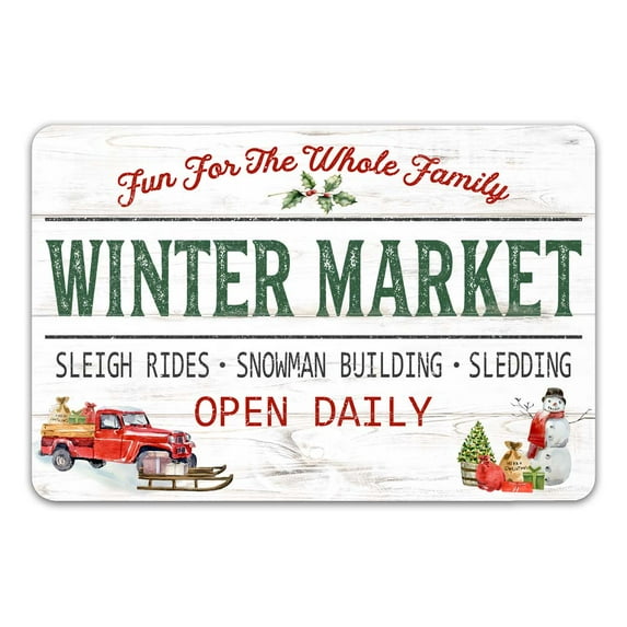 Winter Market Farmhouse Christmas Sign Décor Decorations Wall Art Home 12x18 112180097010