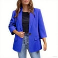 thumbnail image 2 of HAPIMO Women's Suit Jacket 3/4 Sleeve Lapel Collar Cardigan Jacket Coat Solid Flap Pocket One Button Blazer Business Office Work Blazer Blue XL, 2 of 6