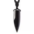 thumbnail image 3 of HOOUN Natural Black Obsidian Bullet Point Pendant Unisex Men Necklace, 3 of 5
