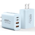 thumbnail image 1 of Cargador de pared USB C, adaptador de corriente PD de 4 puertos, 40 W, paquete de 2, 1 of 7