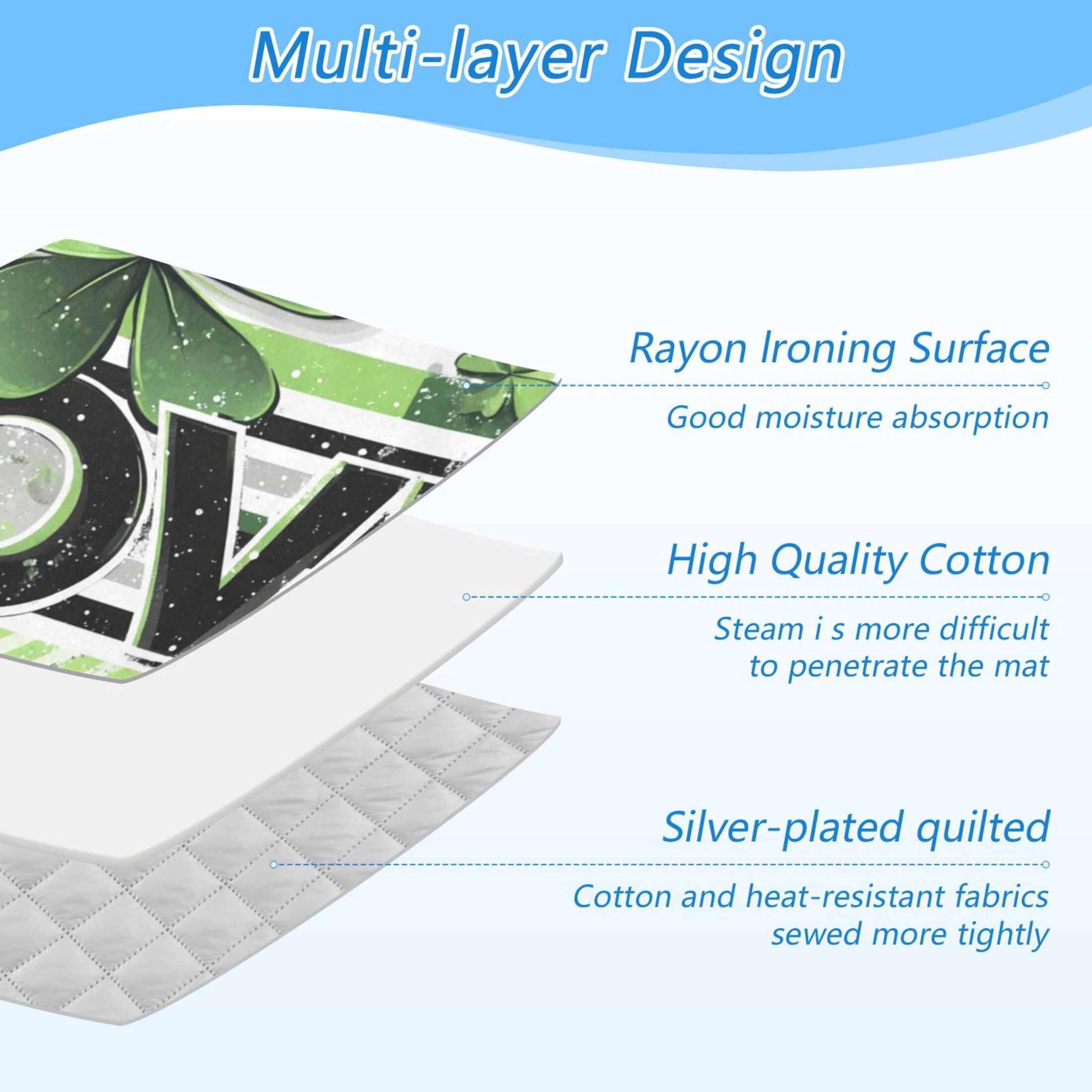 Clover Love St Patricks Day Ironing Mat Blanket Portable Travel Ironing Pad Heat Resistant Pad 47.2" x 27.6”