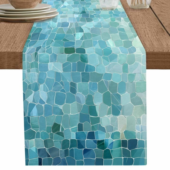 nqOlkjepod Turquoise Teal Table Runner 90 Inches Long Farmhouse Dress Scarves, Chic Abstract Aesthetic Art Modern Dining Tablerunner for Coffee Table/Kitchen Island/Party Décor, 13" x 90"