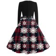 thumbnail image 4 of Christmas Dresses for Women Women's Fashion Round Neck Casual Slim Christmas Printed Long Sleeve Dresses for Christmas Party,Navy,2XL, 4 of 5