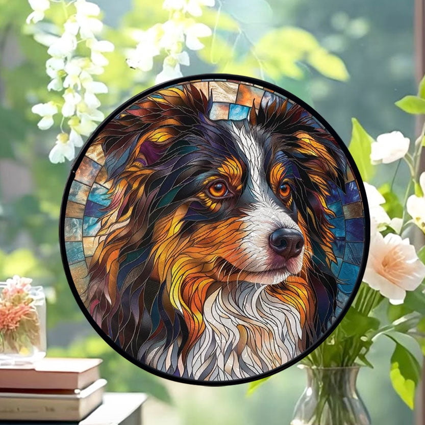 Mini Australian Shepherd: Stained Glass-Style Christmas Ornament - Made With Real Glass, Stained Glass Ornament 2025, Holiday Decoration, Seasonal Keepsake Gift, Unique