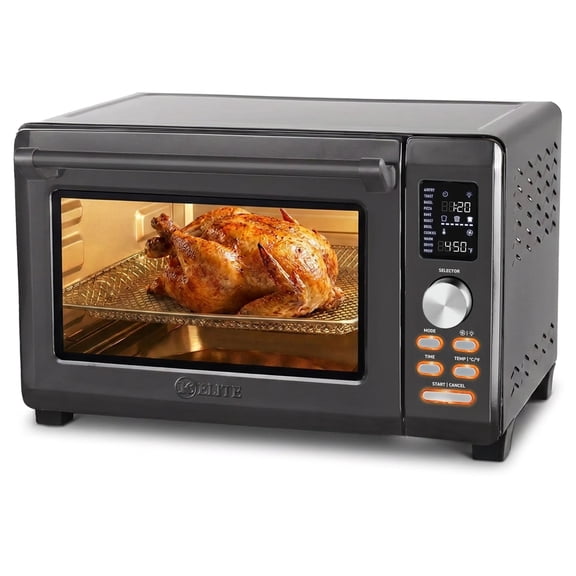 Kitchen Elite 26 qt Digital Air Fryer Oven, Stainless Steel, 10 Smart Programs, Gray