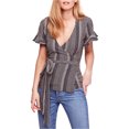 thumbnail image 1 of Free People Wrapped Around My Finger Wrap Blusa para Mujer, Negro, Grande Free People Envolver, 1 of 1