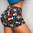 thumbnail image 4 of Balery Paw And Bones Pantalones cortos de entrenamiento estampados para mujer, sin costuras, ajustados, para gimnasio, yoga, correr, deportes, ejercicio activo, fitness.-X-Large, 4 of 8