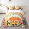 thumbnail image 2 of Manfei Vintage Flower Mushroom Twin Bedding Sets 7-Piece, Cartoon Rainbow Print Bedding Comforter Set, Teen Boy Girl Kid Reversible Sheet Sets, Lightweight Room Decor, 2 of 7