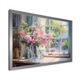 thumbnail image 2 of Designart "Vintage Flower View through Delicate French Windows II" Floral Framed Wall Art Decor - Traditional Pink Window Entryway Framed Wall Art Print, 2 of 6