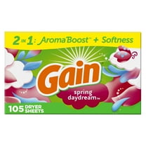 Gain Dryer Sheets Spring Daydream Scent, 105 Count, Fabric Softener Sheets