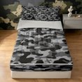 thumbnail image 2 of Manfei Plane Camouflage Zipper Twin Comforter Sets with Fitted Sheet and 2 Pillowcases, Contemporary Art Camo Zipper Bedding Set, Black Gray, Gray Reversible, 4-Piece, 2 of 7