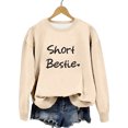 thumbnail image 3 of Gibobby Tops Mujeres Casual Sudadera corta con capucha y manga caída con estampado de inglesas para mujer, suéter de novia con cuello redondo (Beige, M), 3 of 5