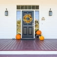 thumbnail image 2 of Artificial Fall Wreath for Front Door Autumn Eucalyptus Wreath with Orange Eucalyptus Leaves,Woodern Oak Leaves for Farmhouse Indoor Outdoor Window Wall Door Home Decor,Gift Box Included, 2 of 15