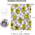 thumbnail image 3 of Retro Checkered Shower Curtain Retro Hippie Shower Curtain 60s 70s Purple Vintage Shower Curtain Funny Smile Face Shower Curtains for Bathroom Decor Washable Durable Fabric 72x72 in, 3 of 6