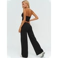 thumbnail image 3 of PISONIC Womens Workout Sets Two Piece Halter Crop Top Matching Straight Leg Pants Gym Work Pilates Outfits, 3 of 6