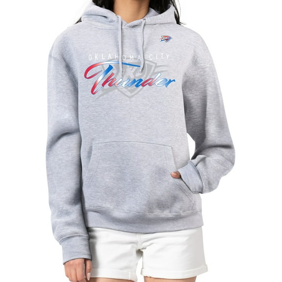 Women's G-III 4Her by Carl Banks Gray Oklahoma City Thunder Shadow Logo Tri-Blend Fleece Hoodie
