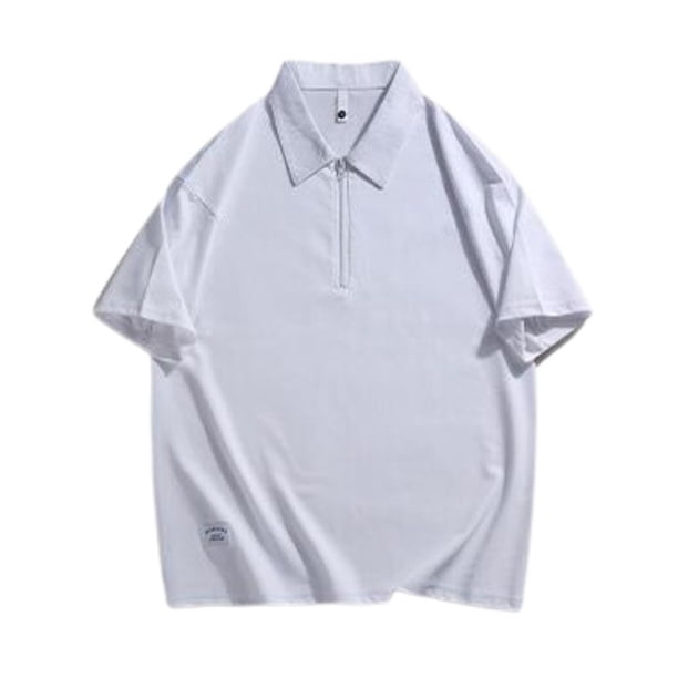 Gibobby Playera Polo Polo de manga corta con cierre para hombre estilo casual de punto(Blanco,M)