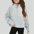 thumbnail image 2 of TOWED22 Girls Half Zip Sweatshirt Fleece Quarter Zip Pullover Sweatshirts Fall Clothes for Teen Girls Thumb Hole(Light Gray,7-8 Years), 2 of 6