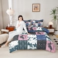 thumbnail image 6 of Manfei Bohemian Tribal Aztec Bedding Comforter Set, Blue Pink Patchwork Twin Comforter Sets, Cowgirl Cowboy Reversible Bedding Set, Lightweight Room Decor, 2 Pieces, 6 of 9