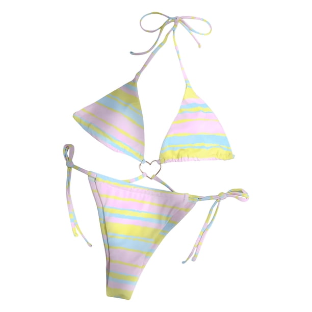 Conjunto de bikini a la moda para mujer, traje de baño de dos piezas con estampado relleno, ropa de playa Fridja nalpqowj22014