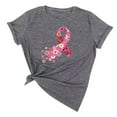 thumbnail image 2 of TIMIFIS Chandails de Sensibilisation au Cancer du Sein pour Femmes Été Ample Imprimé T-Shirt à Col Rond Manches Courtes Blouse Décontractée Automne/hiver, 2 of 5