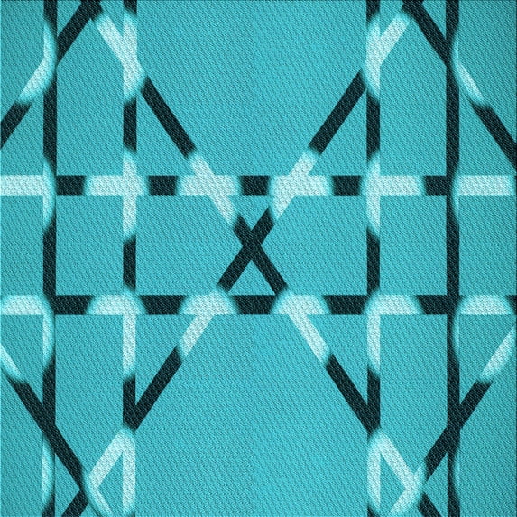 Ahgly Company Indoor Square Patterned Bright Cyan Blue Area Rugs, 7' Square