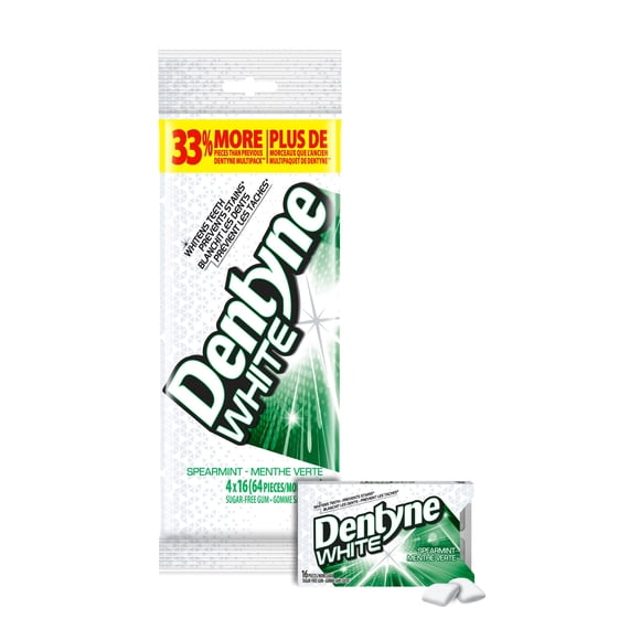 Dentyne White, Spearmint Sugar-free Gum - Pack of 4 (64 Pieces)