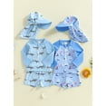 thumbnail image 3 of BemeyourBBs Toddlers Baby Boys 3 Piece Swimsuit Infant Bathing Suit Swim Shirt Trunk Shorts Set and Sun Hat Long Sleeve Shark Swimwear Sunsuit Newborn UPF 50+ Rash Guard, 3 of 9