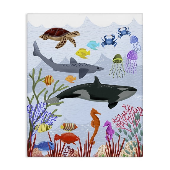 Stupell Industries Cottage Aquatic Animals Underwater Canvas Art, 24 x 30, by Regina Moore