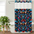 thumbnail image 3 of Spring Floral No Hook Shower Curtain Waterproof, Bathroom Curtains with Snap in Liners and See Through Top Window, Modern Abstract Art Birds Hotel Style Bathtub Curtains Shower 54"Wx78"L, 3 of 8