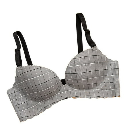 

Seamless Plaid Wirefree Bra Comfortable Breathable Push Up Adjustable Women Bra Underwear