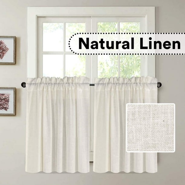 Natural Linen Kitchen Curtains 36 Inch, 36 Inch Length Kitchen Curtains
