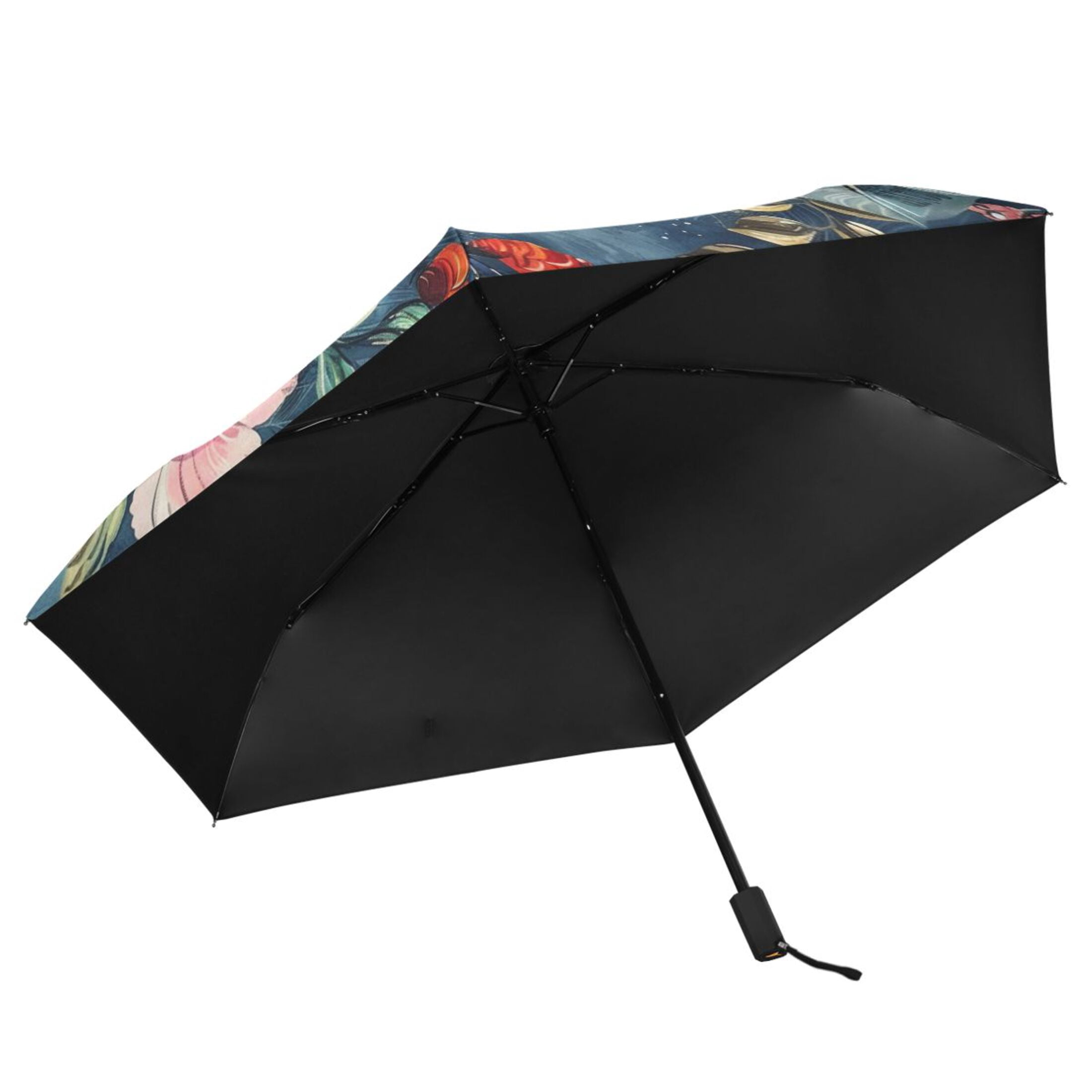 ALAZA Boho Floral UPF 50+ Compact Folding Umbrella for Rain Travel Umbrella Packable