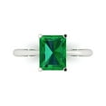 thumbnail image 2 of 2.5ct radiant cut green emerald 18k white gold Bridal Wedding Engagement Promise Anniversary Ring for Women size 3.75, 2 of 7