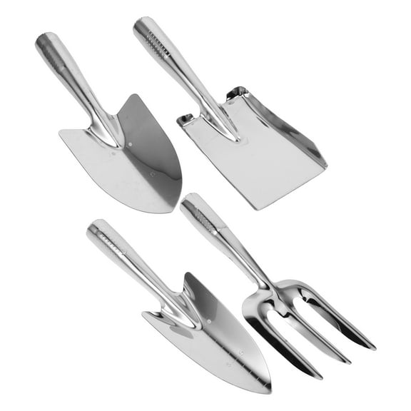 Worgeous 4pcs 1 Set Mini Garden Hand Tools Kids Gardening Tool Flower Planting Tool Including Shovel Rake And Spade For Transplanting Silver
