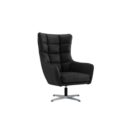 Turner Leather Armchair Modern Living Room Bonded Leather Tufted Armchair, Home Office Executive Swivel Chair (Black) ()