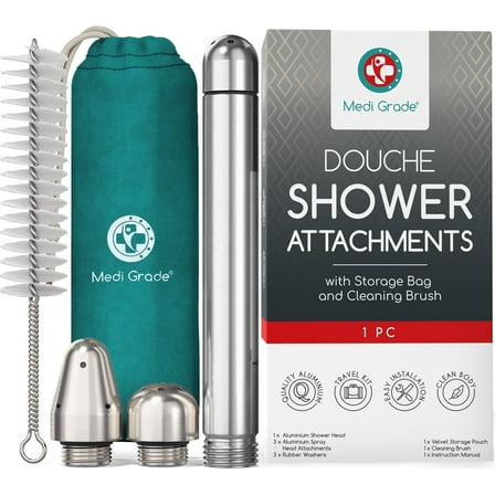 Medi Grade Adult Enema Shower Kit - 8 Piece Aluminum Set for Intimate Cleansing