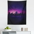 thumbnail image 1 of Night Tapestry, City Skyline Silhouette Skyscrapers Abstract Graphic Architecture Urban Life, Fabric Wall Hanging Decor for Bedroom Living Room Dorm, 5 Sizes, Indigo Pale Pink, by Ambesonne, 1 of 1