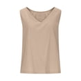 thumbnail image 5 of Ulitacool Womens Summer Tank Tops Linen Sleeveless Tank Top Summer Breathableloose Fit V Neck Blouse Tunic Shirt Comfortable Tops L Beige, 5 of 7