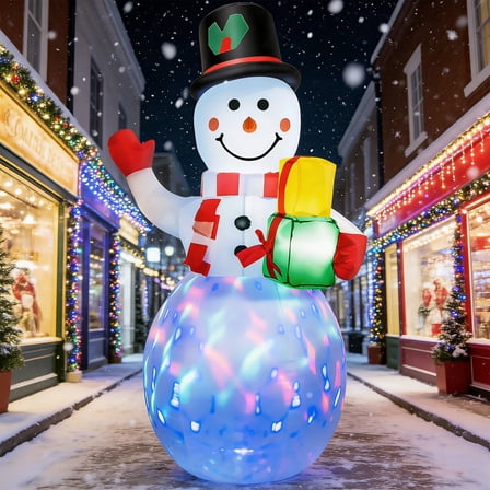 5ft Rotating LED Inflatable Snowman for Indoor/Outdoor Christmas Decor