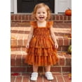 thumbnail image 5 of BemeyourBBs Toddler Baby Girl Halloween Dress Outfit Kids Girl Fall Smocked Dress Flying Sleeve Ghost Bat Maple Leaves Printed Tutu Tulle Dress Little Girls Summer Fall Cake Smash Party Dress, 5 of 9
