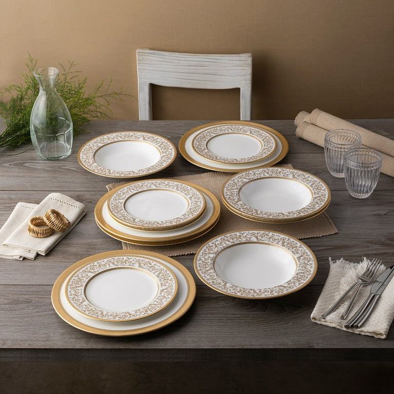 Noritake Summit Gold 12-Piece Dinnerware Set, Service for 4