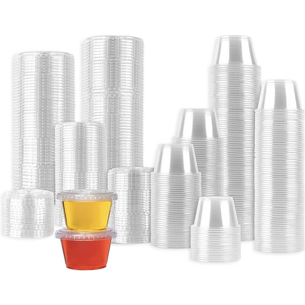 [200 Sets 4 oz.] Jello Shot Cups Condiment Containers with Lids Sauce