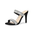 thumbnail image 1 of BLISSFUL STEP Women's Open Toe Stiletto High Heel Rhines Mules Sandals Black 10, 1 of 8