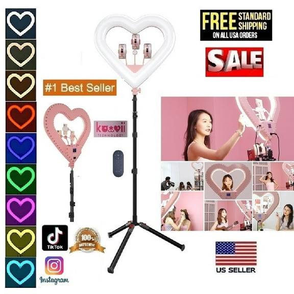 20'' Ring Light Live Streaming Selfie Heart Shaped professional &wireless remote