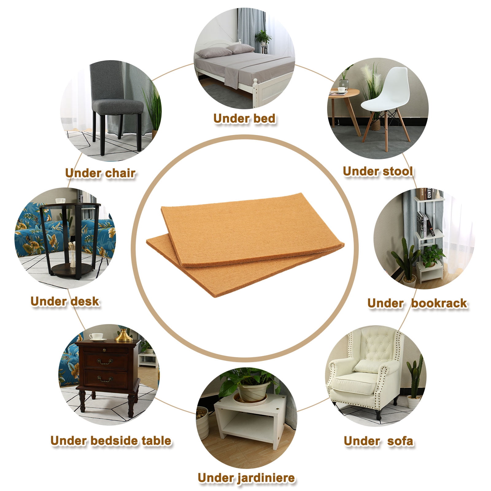 Felt Furniture Pads, 24Pack 5.91" x 7.87" Adhesive Backed Non-slip Anti-scratch Chair Leg Protectors for Protecting Hardwood Floor, Light Brown