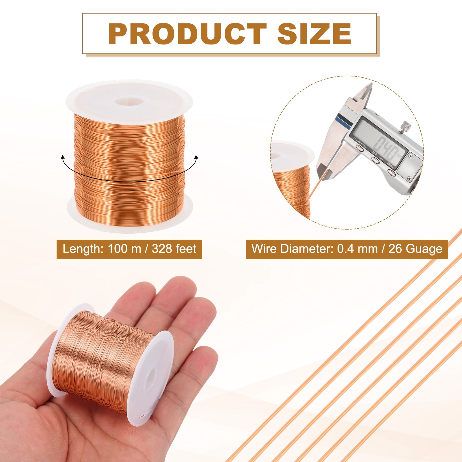 Uxcell 328 Feet / 100 m Jewelry Craft Wire, 2 Pcs Copper Beading Wires with Plier for Jewelry Making Supplies, Red Copper