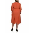 thumbnail image 3 of NY Collection Women's Plus Size 3/4 Sleeve Belted Chiffon Hankerchief Hem Dress, 3 of 4
