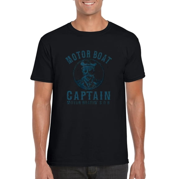 Motor Boat Captain Funny Pontoon Boating Lake Skipper Watercraft T-Shirt, for men & women, up to size 5XL