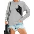 thumbnail image 7 of MOUSYA Cat Sweatshirt Women Funny Black Cat Graphic Sweater Casual Cat Crewneck Holiday Long Sleeve Hoodie Pullover Top, 7 of 7